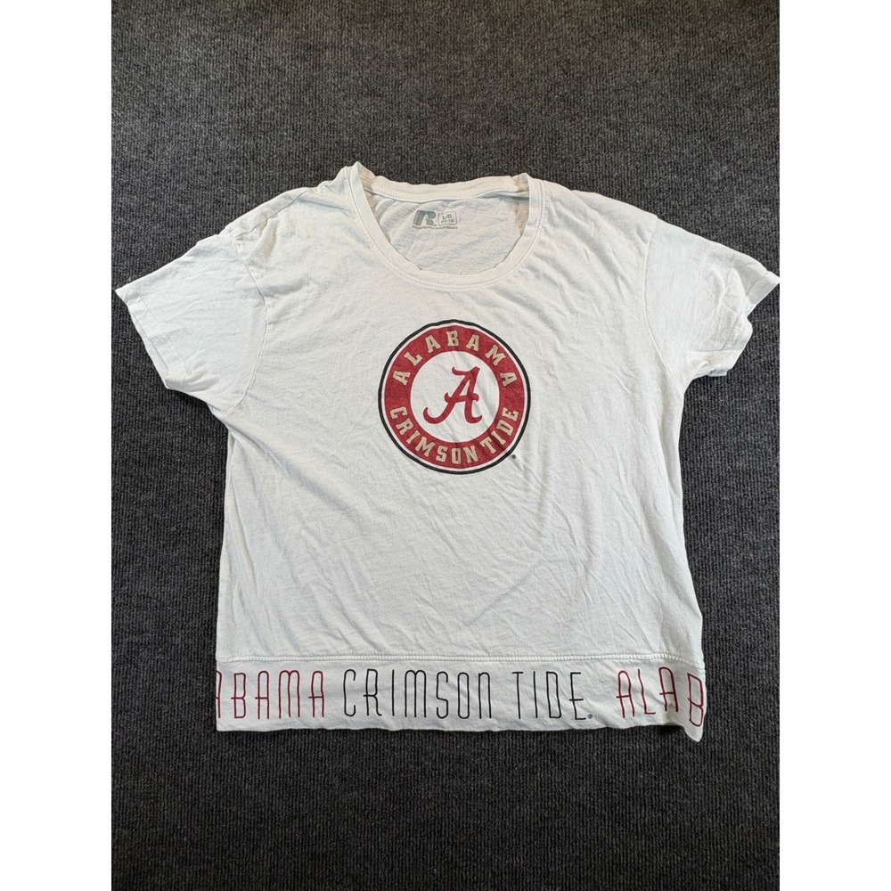 Russell Athletic Alabama Crimson Tide White Graphic T-Shirt Girls Large 12-14
